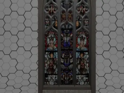 Stained  Glass Windows And Arctetural asset 3D model