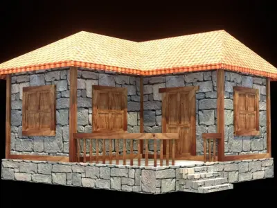 medieval house low poly village town residential game ready 9 Low-poly 3D model