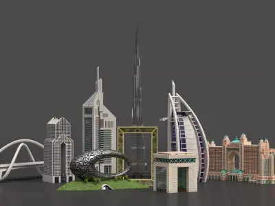 Dubai Landmark 3D Bundle Modern and Iconic Architecture 3D Model Pack