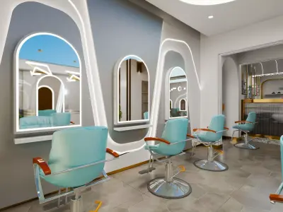 Modern Barbershop Interior V-Ray Ready 3D Scene 3D model