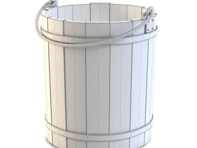 Old Wooden Bucket 3D model