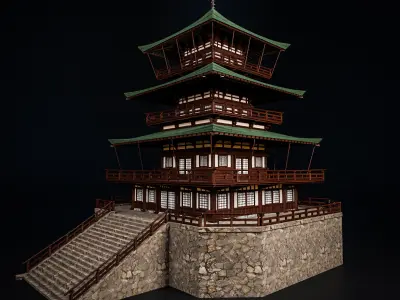JAPANESE TEMPLE Low-poly 3D model