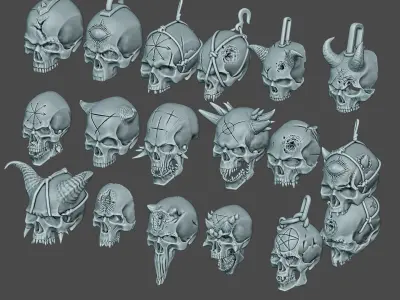 Chaos Space Marines Skulls Set  3D print model
