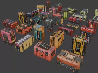 Sci-Fi Batteries Pack 3D model