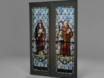 Catholic Church Stained Glass Window Low-poly 3D model