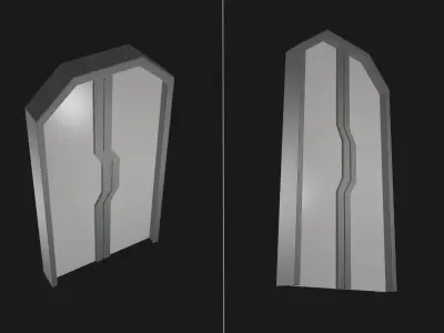 Simple Low Poly Sci-fi Door Low-poly 3D model
