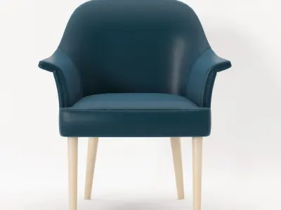 Chair collection leather with wooden legs 3D model