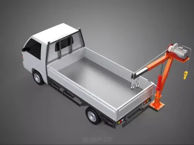 FOLDING MOUNTED BED CRANE HOIST LIFT ELECTRIC WINCH PICKUP TRUCK 3D model