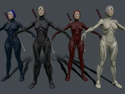 Android Geisha Low-poly 3D model