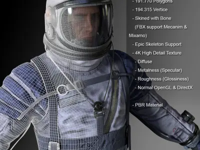 CS04 Space Suit LITE VERSION 3 Low-poly 3D model