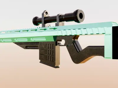 Scifi gun low poly 3D model Low-poly 3D model