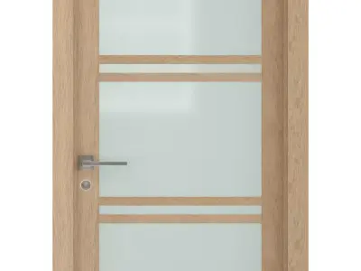 Door-035 interior door in oak with frosted glass 3D model