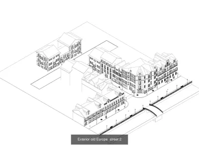 Europe buildings and streets 3D Model Pack