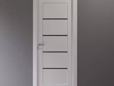 White interior door with black glass inserts 3D model