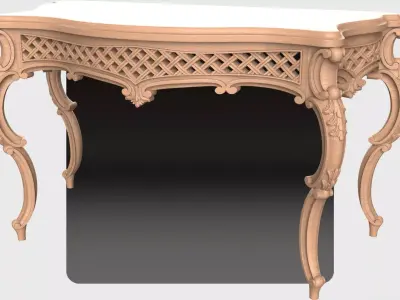 Carved console 4 leg table for CNC 02 3D model