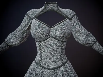 Dress with corset low poly 5 texture options Low-poly 3D model