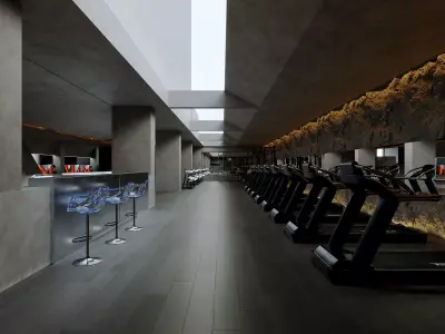 Modern dark gym interior 3D model