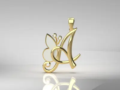 letter A STL 3D pendant jp0049 3D print model