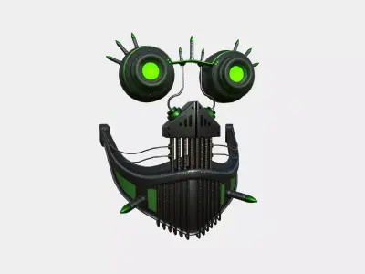 Steampunk Mask A05 Black Green - SciFi Character Design Low-poly 3D model