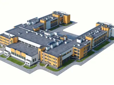 Modern school building 2 3D model
