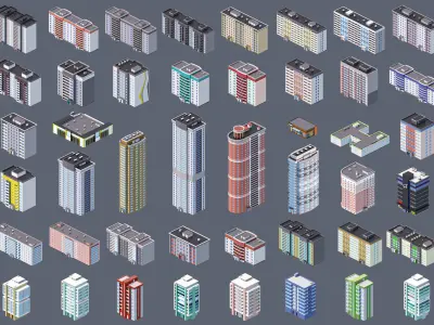 Eastern Europe City Low-poly 3D model