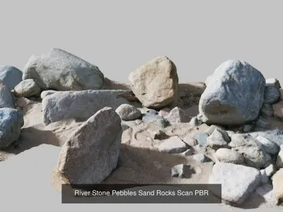 River Coast Stone Collection PBR Scan  3D Model Pack