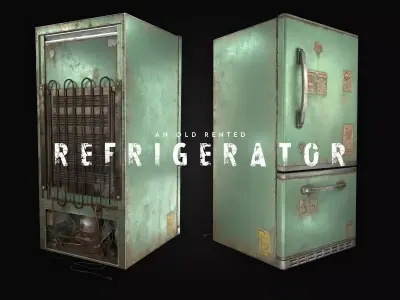 an old rented refrigerator Low-poly 3D model