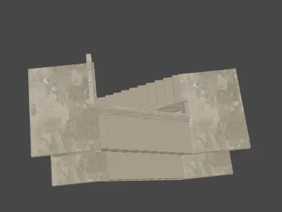 Stairscase of  3 Floors  Raw Stairs of a Building Free 3D model