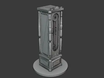 Vintage Standing Clock Low-poly 3D model