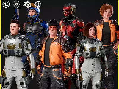 Modular Sci-fi Characters Bundle 3D Model Pack