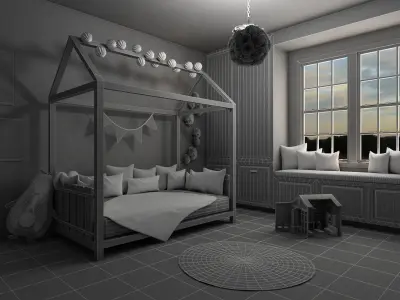 Kids Bedroom Montessori 3D model
