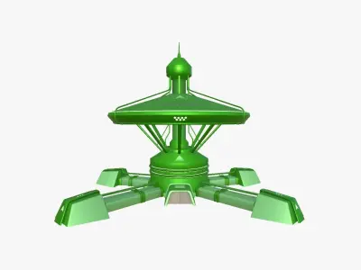 SciFi Facility C06 Green - Sci Fi Exterior Design Low-poly 3D model