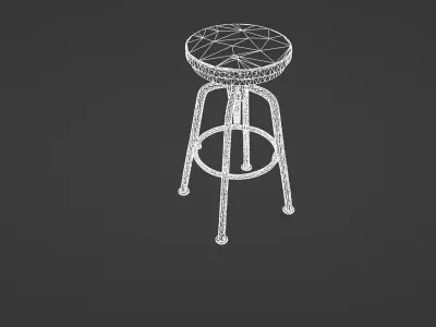 Industrial Adjustable Barstool with Wood Seat 3D model