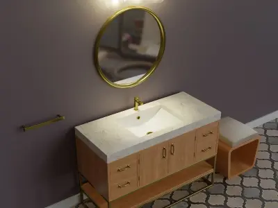 Bathroom small set Low-poly 3D model