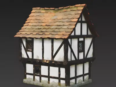 Rustic Medieval Half-Timbered House 3D Model Low-poly 3D model