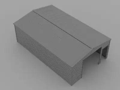 Industrial metal shed warehouse 3D model
