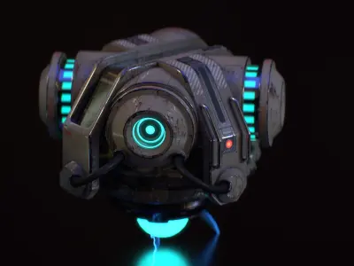 Sci-Fi Gravity Generator Animated Low-poly 3D model