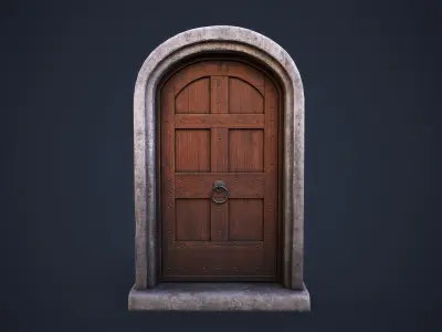 Old front small door Low-poly 3D model