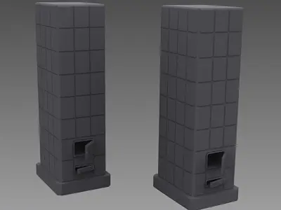  room furnace  Low-poly 3D model