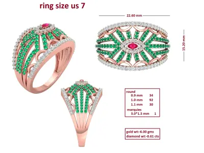 Diamond Ring for Women 3D print model 10