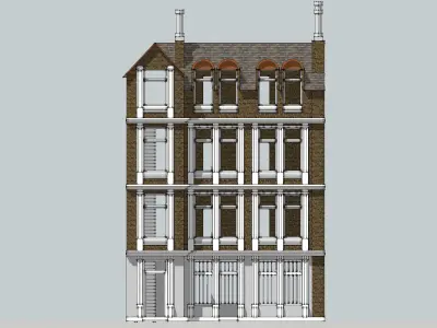 House-2 building with windows and balconies 3D model
