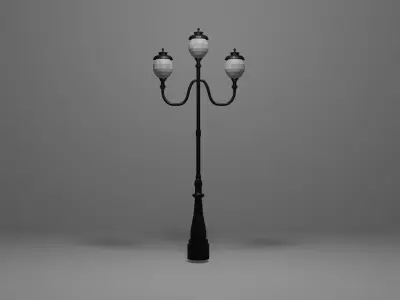Lantern in the park with light PBR Game-ready Low-poly 3D model