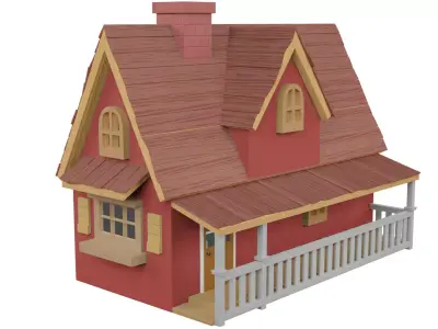 Cartoon House Low-poly 3D model 20