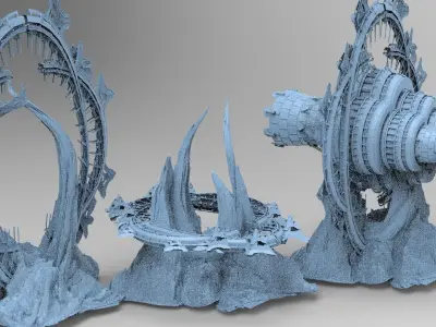 Alien holy mountain monolith 3 designs 3D model