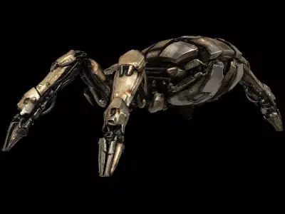 Mechanical Spider Post Apocalyptic Mech Creature Highpoly Game 3D print model