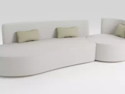 Designer sofa in Scandinavian style in light colors 3D model