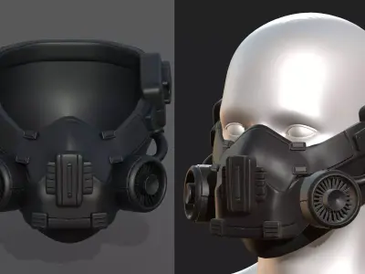 Gas mask respirator scifi futuristic helmet  Low-poly 3D model get