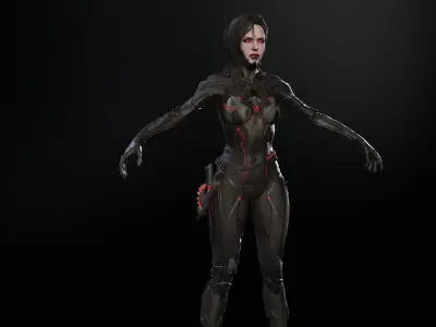 Cyborg assasin Low-poly 3D model