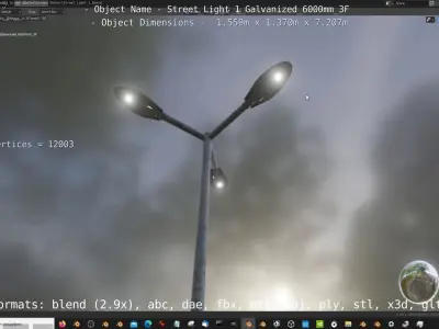 Street Light 1 Galvanized 6000mm 3F Low-poly 3D model
