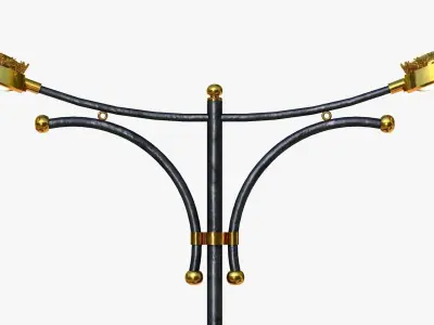 Cast iron street light lamp with 2 luminaries 3D model